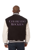 Colorado Rockies Domestic Two-Tone Handmade Wool and Leather Jacket-Black/White