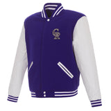 Colorado Rockies JH Design Reversible Fleece Jacket with Faux Leather Sleeves - Purple/White - J.H. Sports Jackets