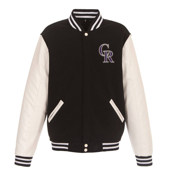 Colorado Rockies Two-Tone Reversible Fleece Jacket - Black/White