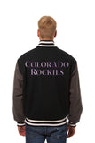 Colorado Rockies Two-Tone Wool Jacket w/ Handcrafted Leather Logos - Black/Gray