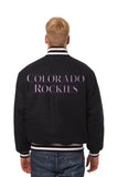 Colorado Rockies Wool Jacket w/ Handcrafted Leather Logos - Black