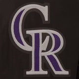 Colorado Rockies Wool & Leather Reversible Jacket w/ Embroidered Logos - Black