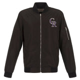 Colorado Rockies JH Design Lightweight Nylon Bomber Jacket – Black