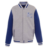 MLB Kansas City Royals  JH Design Two-Tone Reversible Fleece Jacket - Gray/Royal