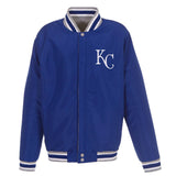 MLB Kansas City Royals  JH Design Two-Tone Reversible Fleece Jacket - Gray/Royal