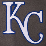 Kansas City Royals Wool & Leather Reversible Jacket w/ Embroidered Logos - Charcoal/Black