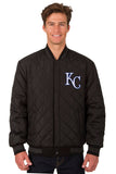 Kansas City Royals Wool & Leather Reversible Jacket w/ Embroidered Logos - Charcoal/Black