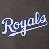 Kansas City Royals Wool & Leather Reversible Jacket w/ Embroidered Logos - Charcoal/Black