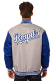 Kansas City Royals Poly Twill Varsity Jacket - Gray/Royal