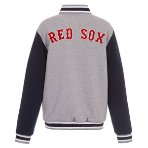 Boston Red Sox  JH Design Two-Tone Reversible Fleece Jacket - Gray/Navy