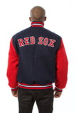 Boston Red Sox Two-Tone Wool Jacket w/ Handcrafted Leather Logos - Navy/Red