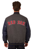 Boston Red Sox Wool & Leather Reversible Jacket w/ Embroidered Logos - Charcoal/Navy