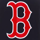 Boston Red Sox - JH Design Reversible Fleece Jacket with Faux Leather Sleeves - Navy/White