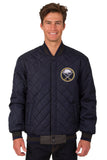 Buffalo Sabres Wool & Leather Reversible Jacket w/ Embroidered Logos - Charcoal/Navy