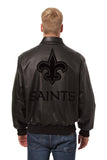 New Orleans Saints JH Design Tonal All Leather Jacket - Black/Black