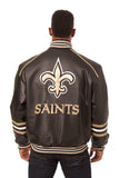 New Orleans Saints JH Design All Leather Jacket - Black/Gold