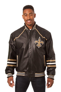 New Orleans Saints JH Design All Leather Jacket - Black/Gold