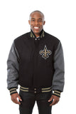 New Orleans Saints JH Design Wool Handmade Full-Snap Jacket - Black/Grey