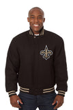New Orleans Saints JH Design Wool Handmade Full-Snap Jacket - Black - J.H. Sports Jackets