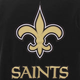 New Orleans Saints - JH Design Reversible Fleece Jacket with Faux Leather Sleeves - Black/White