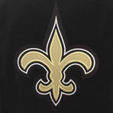 New Orleans Saints - JH Design Reversible Fleece Jacket with Faux Leather Sleeves - Black/White