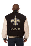 New Orleans Saints Two-Tone Wool and Leather Jacket-Black/White