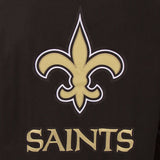 New Orleans Saints Wool & Leather Reversible Jacket w/ Embroidered Logos - Black