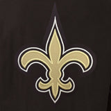 New Orleans Saints Wool & Leather Reversible Jacket w/ Embroidered Logos - Black