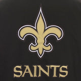 NFL JH Design New Orleans Saints Poly Twill Varsity Jacket - Black