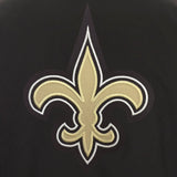 NFL JH Design New Orleans Saints Poly Twill Varsity Jacket - Black