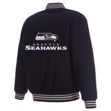 Seattle Seahawks Reversible Wool Jacket - Navy