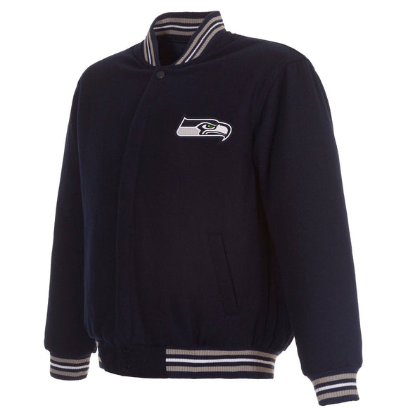 Seattle Seahawks Reversible Wool Jacket - Navy