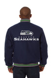 Seattle Seahawks JH Design Wool Handmade Full-Snap Jacket-Navy