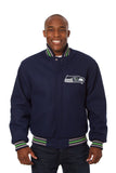 Seattle Seahawks JH Design Wool Handmade Full-Snap Jacket-Navy