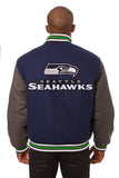 Seattle Seahawks JH Design Embroidered Wool Full-Snap Jacket-Navy/Grey