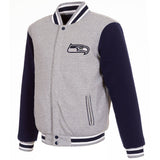 Seattle Seahawks Two-Tone Reversible Fleece Jacket - Gray/Navy