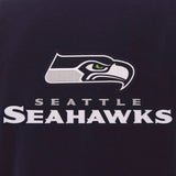 Seattle Seahawks - JH Design Reversible Fleece Jacket with Faux Leather Sleeves - Navy/White