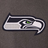 Seattle Seahawks Wool & Leather Reversible Jacket w/ Embroidered Logos - Charcoal/Navy