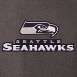 Seattle Seahawks Wool & Leather Reversible Jacket w/ Embroidered Logos - Charcoal/Navy