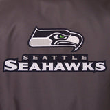 NFL JH Design Seattle Seahawks Poly Twill Varsity Jacket - BLACK