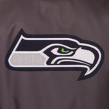 NFL JH Design Seattle Seahawks Poly Twill Varsity Jacket - BLACK