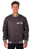 NFL JH Design Seattle Seahawks Poly Twill Varsity Jacket - BLACK