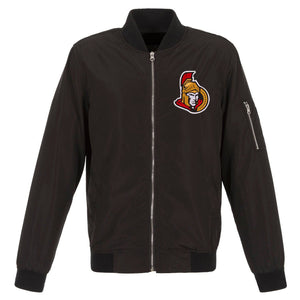 Ottawa Senators JH Design Lightweight Nylon Bomber Jacket – Black