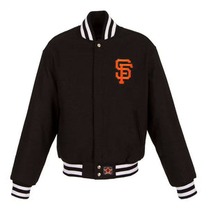 San Francisco Giants Women's Embroidered Logo All-Wool Jacket - Black