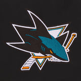 San Jose Sharks Reversible Wool Jacket -  Embroidered Logos  JH Design-Black