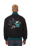San Jose Sharks JH Design Wool Handmade Full-Snap Jacket - Black - J.H. Sports Jackets