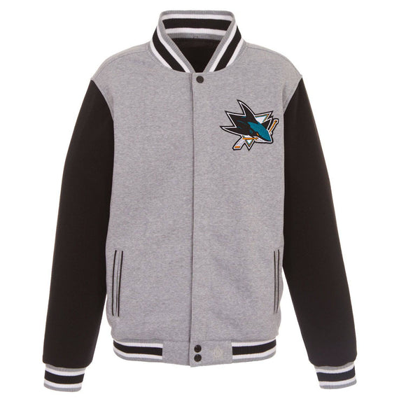 NHL San Jose Sharks JH Design  Two-Tone Reversible Fleece Jacket - Gray/Black