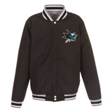 NHL San Jose Sharks JH Design  Two-Tone Reversible Fleece Jacket - Gray/Black