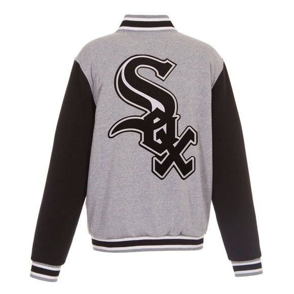 Chicago White Sox JH Design Two-Tone Reversible Fleece Jacket - Gray/Black