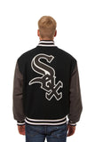 Chicago White Sox Two-Tone Wool Jacket w/ Handcrafted Leather Logos - Black/Gray